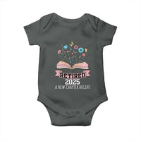 Women Retirement Life Baby Onesie Retired 2025 A New Chapter Begins Floral Book - Wonder Print Shop