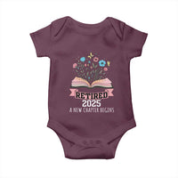 Women Retirement Life Baby Onesie Retired 2025 A New Chapter Begins Floral Book - Wonder Print Shop