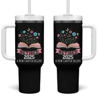 Women Retirement Life Tumbler With Handle Retired 2025 A New Chapter Begins Floral Book