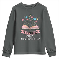 Women Retirement Life Youth Sweatshirt Retired 2025 A New Chapter Begins Floral Book - Wonder Print Shop