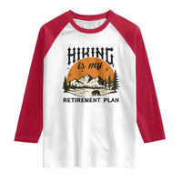 Hiking Is My Retirement Plan Raglan Shirt Outdoor Vintage Mountain Scene - Wonder Print Shop