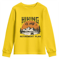 Hiking Is My Retirement Plan Youth Sweatshirt Outdoor Vintage Mountain Scene - Wonder Print Shop