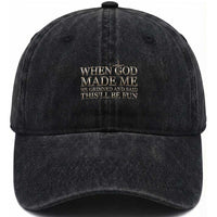 Funny Christian Saying Washed Cotton Baseball Cap When God Made Me He Grinned And Said This Will Be Fun