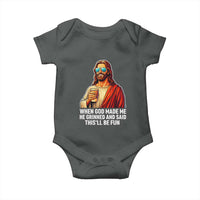 Funny Religious Jesus Baby Onesie When God Made Me He Grinned And Said This Will Be Fun
