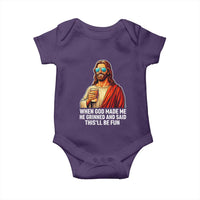 Funny Religious Jesus Baby Onesie When God Made Me He Grinned And Said This Will Be Fun