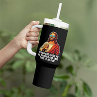 Funny Religious Jesus Tumbler With Handle When God Made Me He Grinned And Said This Will Be Fun