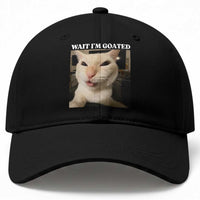 Funny Cat Meme Lover Baseball Cap Wait Im Goated