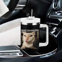 Funny Cat Meme Lover Tumbler With Handle Wait Im Goated