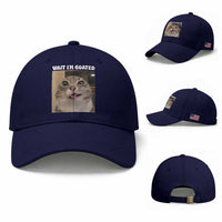 Funny Silly Cat Meme Baseball Cap Wait Im Goated