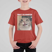 Funny Silly Cat Meme T Shirt For Kid Wait Im Goated