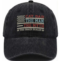 Vintage USA Cat Dad Washed Cotton Baseball Cap The Man The Myth The Snack Dealer