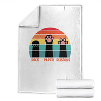 Funny Vintage Black Cat Introvert Throw Blanket Rock Paper Scissors Paw