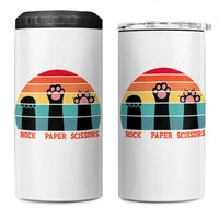 Funny Vintage Black Cat Introvert 4 in 1 Can Cooler Tumbler Rock Paper Scissors Paw