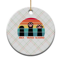 Funny Vintage Black Cat Introvert Ceramic Ornament Rock Paper Scissors Paw