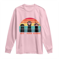 Funny Vintage Black Cat Introvert Long Sleeve Shirt Rock Paper Scissors Paw