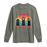 Funny Vintage Black Cat Introvert Long Sleeve Shirt Rock Paper Scissors Paw