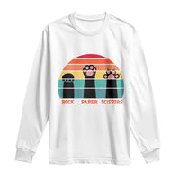 Funny Vintage Black Cat Introvert Long Sleeve Shirt Rock Paper Scissors Paw