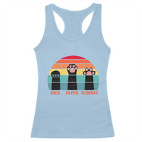 Funny Vintage Black Cat Introvert Racerback Tank Top Rock Paper Scissors Paw