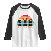 Funny Vintage Black Cat Introvert Raglan Shirt Rock Paper Scissors Paw