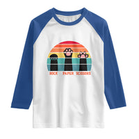 Funny Vintage Black Cat Introvert Raglan Shirt Rock Paper Scissors Paw