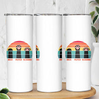 Funny Vintage Black Cat Introvert Skinny Tumbler Rock Paper Scissors Paw