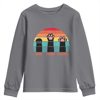 Funny Vintage Black Cat Introvert Youth Sweatshirt Rock Paper Scissors Paw