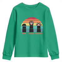 Funny Vintage Black Cat Introvert Youth Sweatshirt Rock Paper Scissors Paw