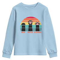 Funny Vintage Black Cat Introvert Youth Sweatshirt Rock Paper Scissors Paw