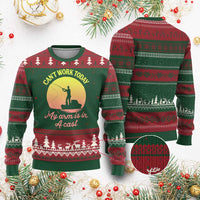 Funny Fishing Enthusiast Gift Ugly Christmas Sweater I Cant Work Today My Arm Is In A Cast