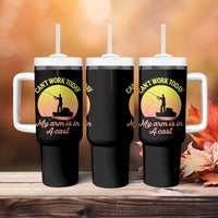 Funny Fishing Enthusiast Gift Tumbler With Handle I Cant Work Today My Arm Is In A Cast