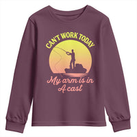 Funny Fishing Enthusiast Gift Youth Sweatshirt I Cant Work Today My Arm Is In A Cast