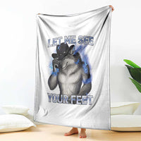 Funny Alpha Wolf Ironic Meme Throw Blanket Let Me See Your Feet