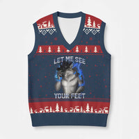 Funny Alpha Wolf Ironic Meme V-Neck Knit Sweater Vest Let Me See Your Feet