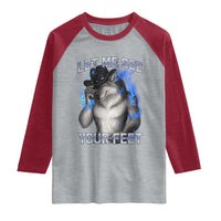 Funny Alpha Wolf Ironic Meme Raglan Shirt Let Me See Your Feet