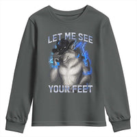 Funny Alpha Wolf Ironic Meme Youth Sweatshirt Let Me See Your Feet