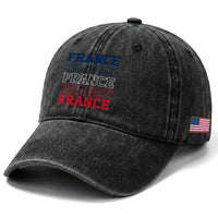 France Pride French Flag Patriotic Supporter Washed Cotton Baseball Cap