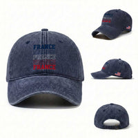 France Pride French Flag Patriotic Supporter Washed Cotton Baseball Cap