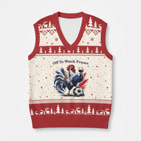 Funny French Rooster Soccer Fan V-Neck Knit Sweater Vest Off To Watch France