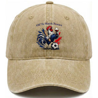Funny French Rooster Soccer Fan Washed Cotton Baseball Cap Off To Watch France