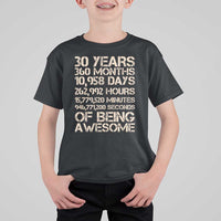 Vintage 30th Birthday Gift T Shirt For Kid 30 Years Of Being Awesome