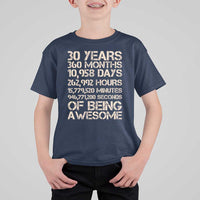 Vintage 30th Birthday Gift T Shirt For Kid 30 Years Of Being Awesome