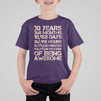 Vintage 30th Birthday Gift T Shirt For Kid 30 Years Of Being Awesome