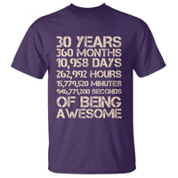 Vintage 30th Birthday Gift T Shirt 30 Years Of Being Awesome