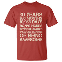 Vintage 30th Birthday Gift T Shirt 30 Years Of Being Awesome
