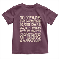 Vintage 30th Birthday Gift Toddler T Shirt 30 Years Of Being Awesome