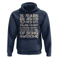 Vintage 35th Birthday Gift Hoodie 35 Years Of Being Awesome