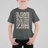 Vintage 35th Birthday Gift T Shirt For Kid 35 Years Of Being Awesome