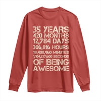 Vintage 35th Birthday Gift Long Sleeve Shirt 35 Years Of Being Awesome