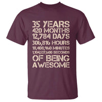 Vintage 35th Birthday Gift T Shirt 35 Years Of Being Awesome