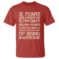 Vintage 35th Birthday Gift T Shirt 35 Years Of Being Awesome